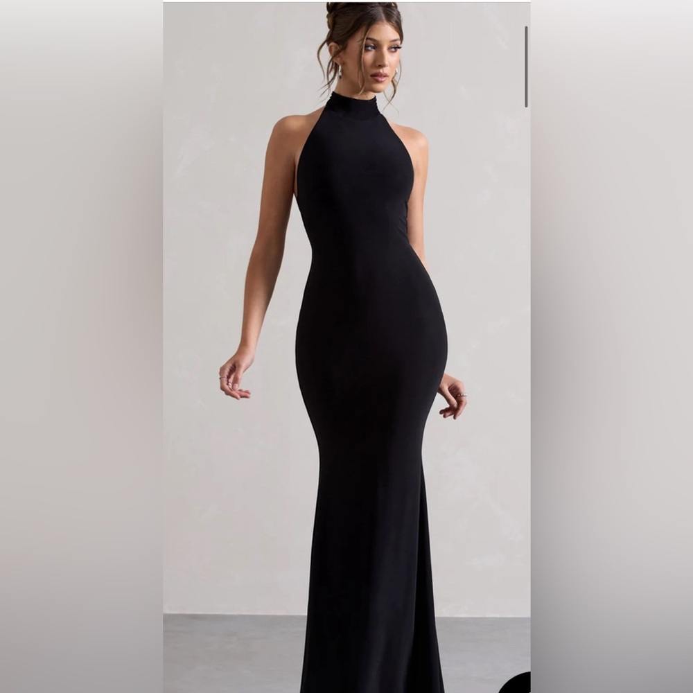 Ribbed Mock neck backless dress